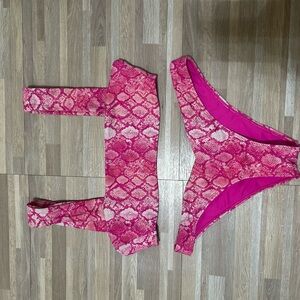 Pink Snake Print Bikini Set